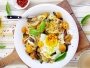 9. Angel Hair Pasta with Mushroom, Basil, Fried Egg